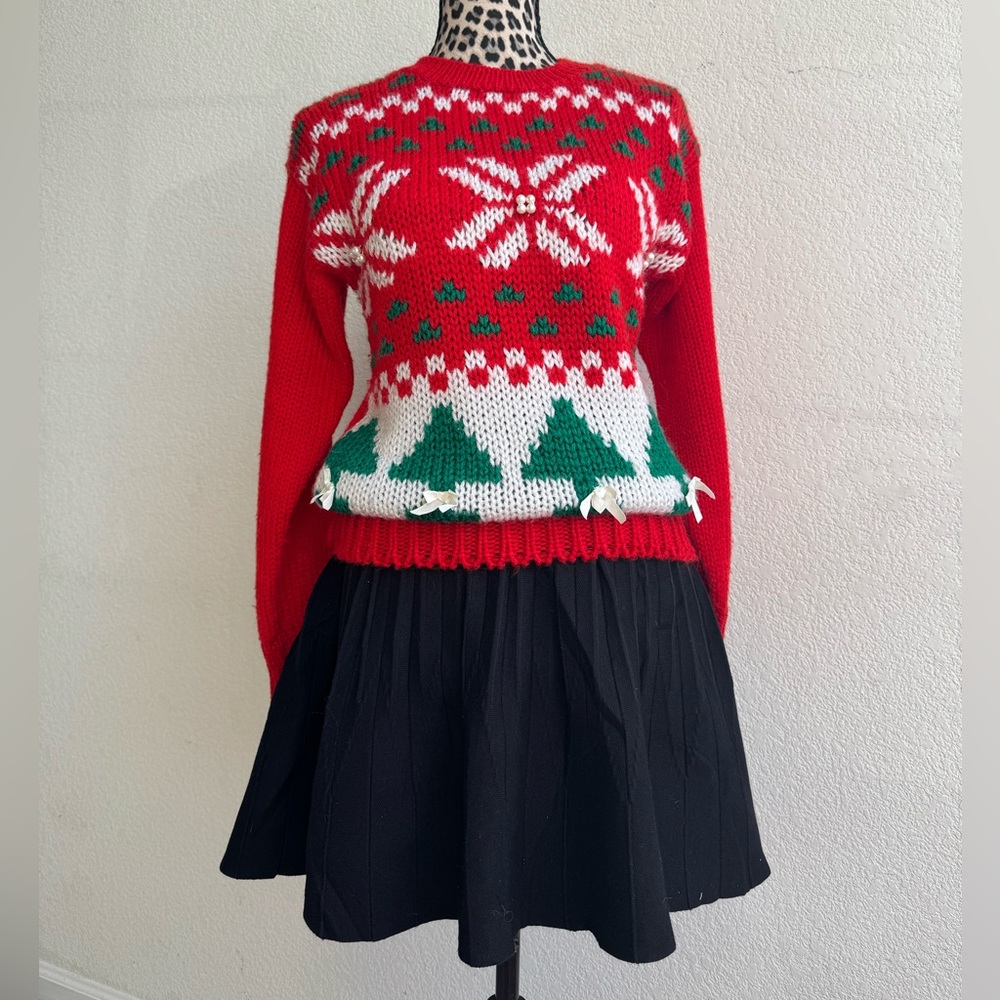 Red and White Vintage Adell Barre Christmas Sweater